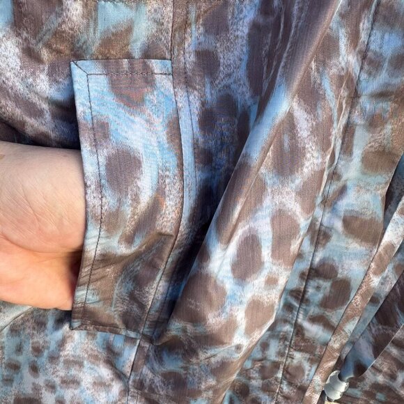 Simonton Says Leopard Print Watercolor Drawstring Waist Windbreaker Jacket 1X - Picture 7 of 10